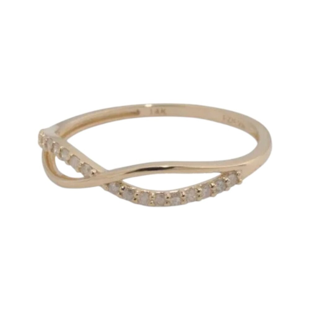 WHITE LOTUS Gold/Diamond 14kt Gold Diamond Crossover Ring